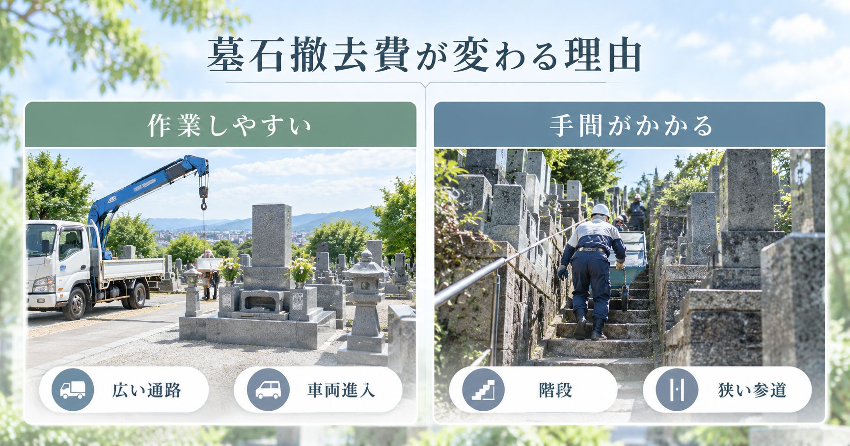 墓石撤去条件の比較図