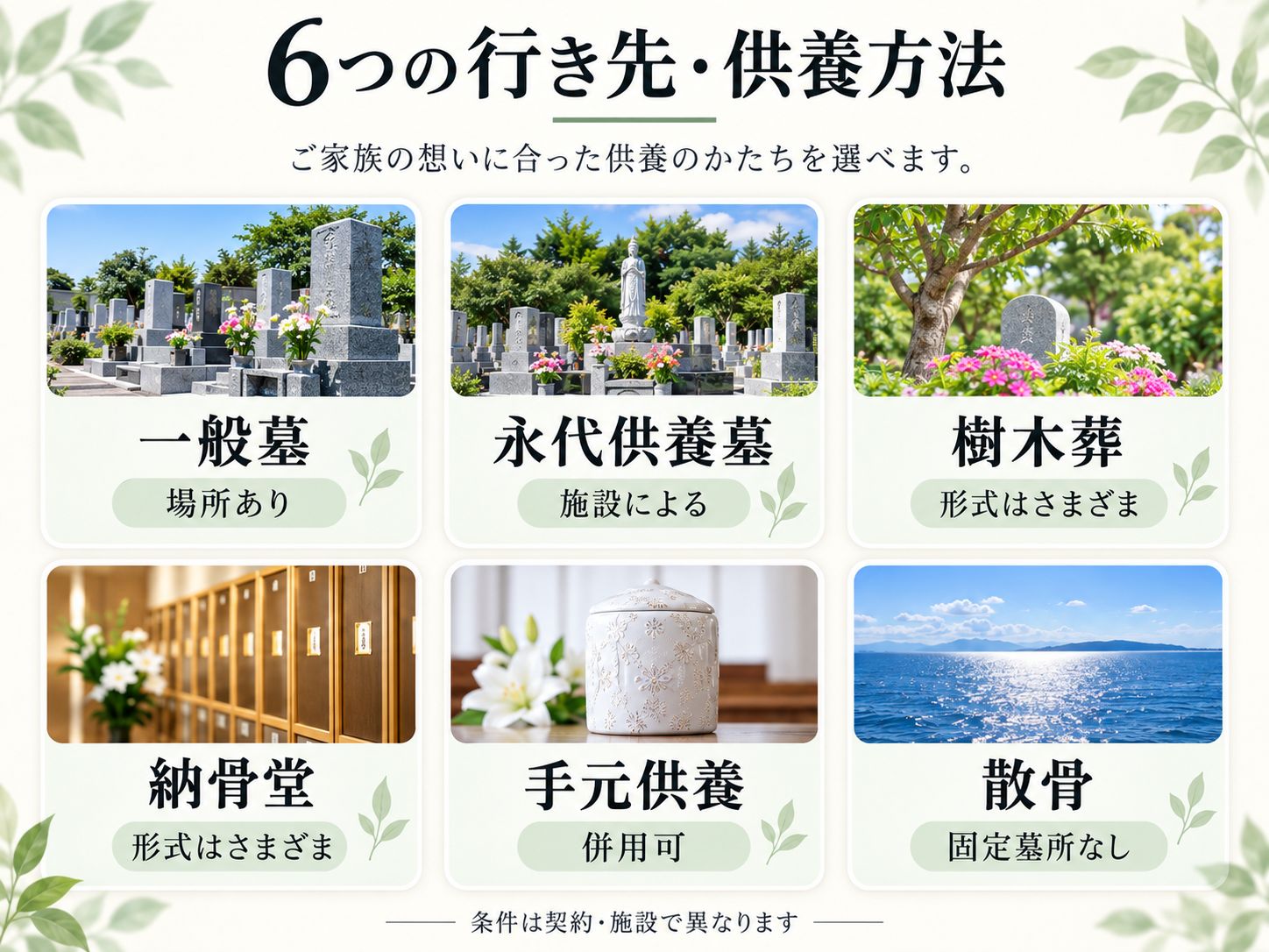墓じまい後の6つの選択肢