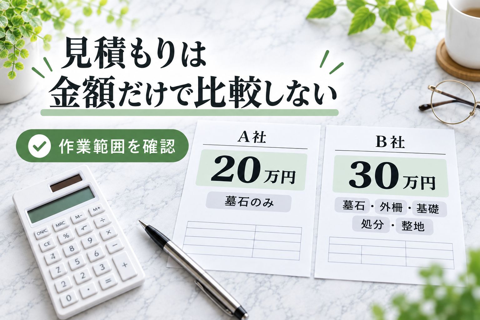 墓じまい見積書