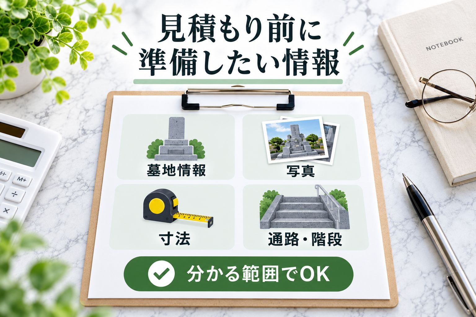 見積もり前に準備したい情報
