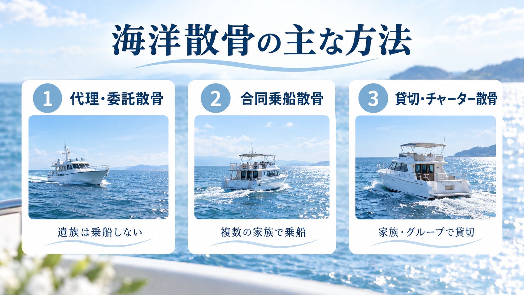 海洋散骨の主な方法