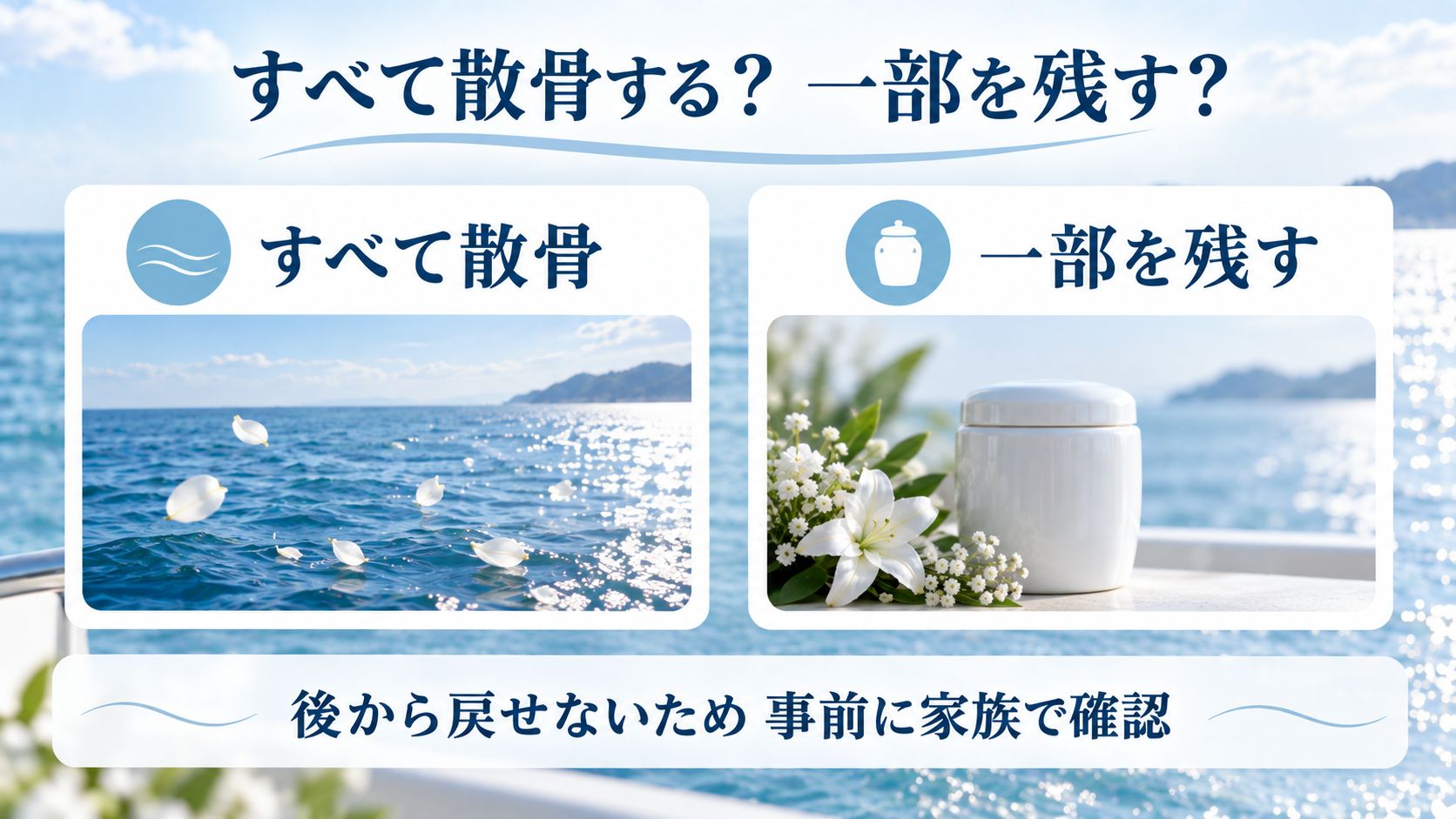 すべて散骨するか、一部を残すか家族で考える