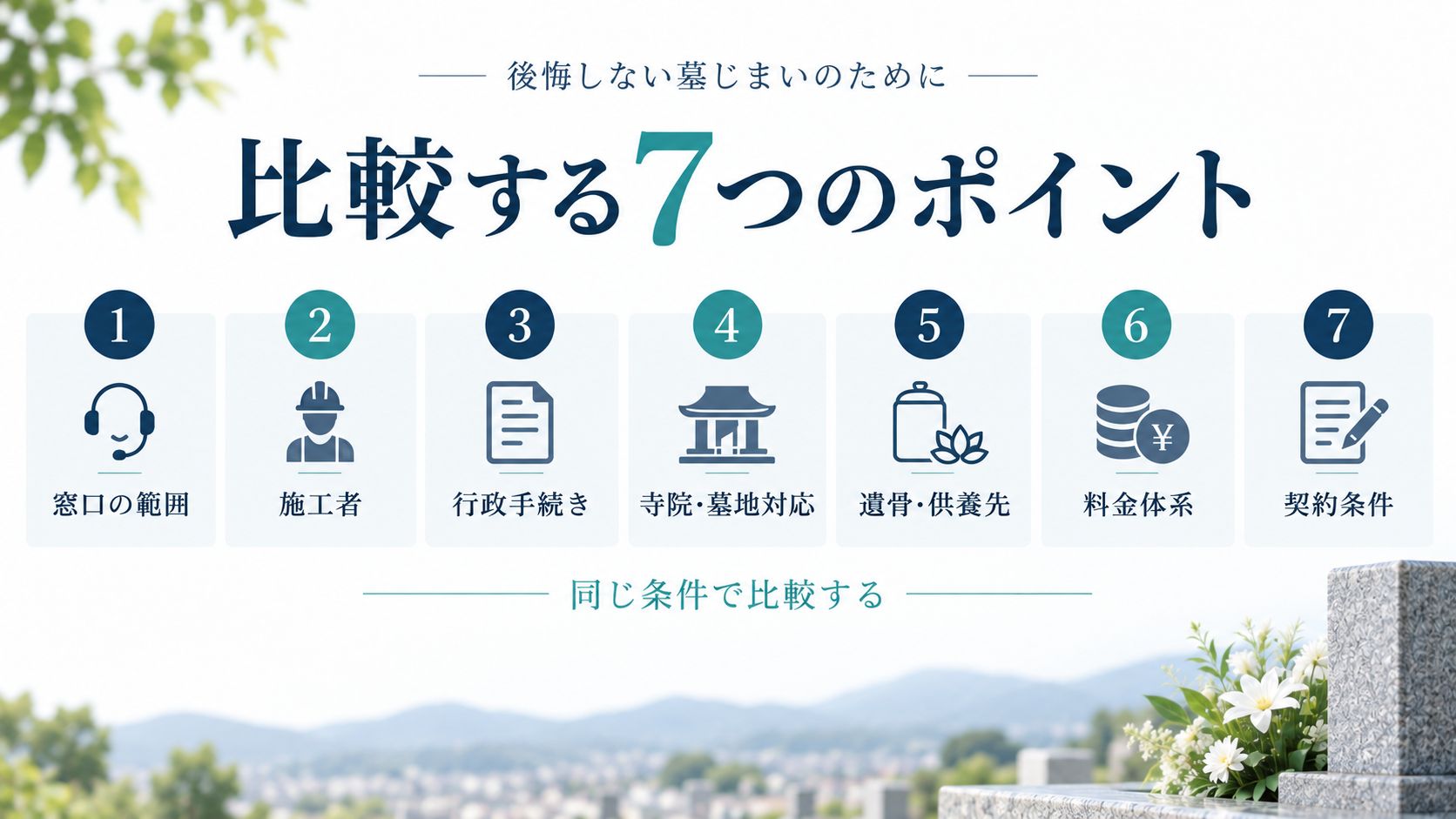 墓じまい代行サービスを比較する7つのポイント