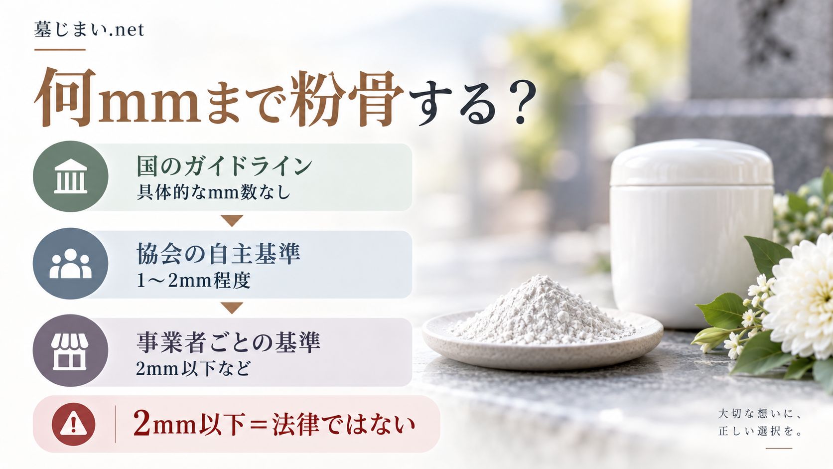 散骨前の粉骨は何mm?