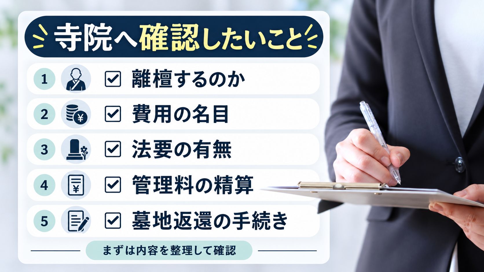 寺院へ費用を確認