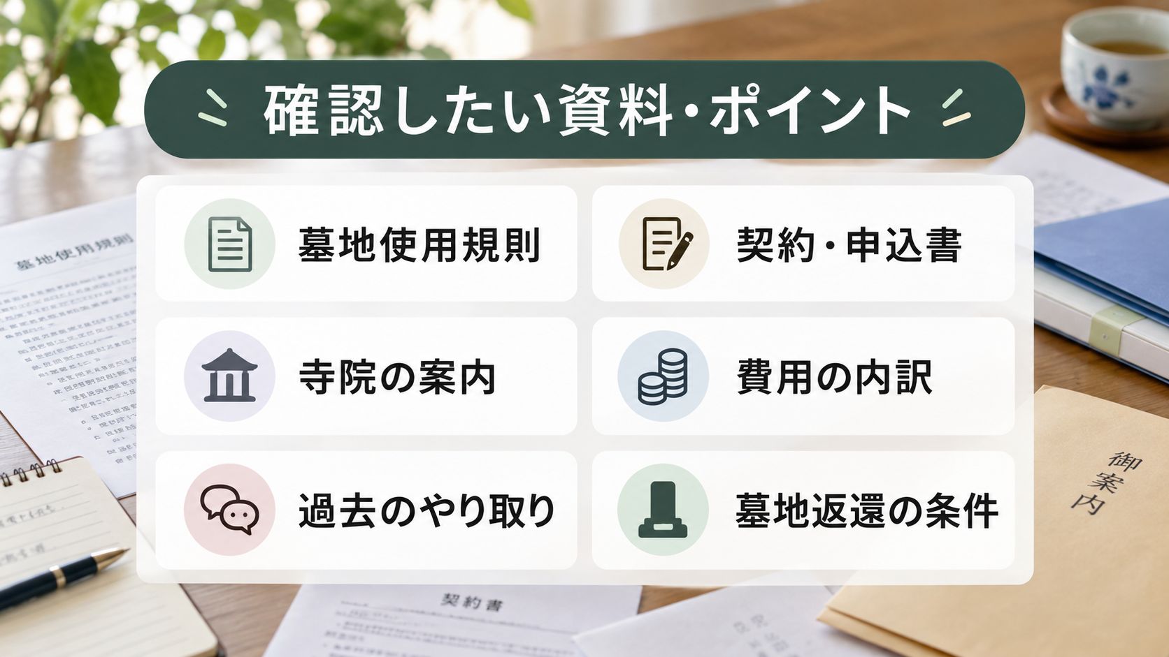 墓地使用規則・契約・これまでの説明を確認