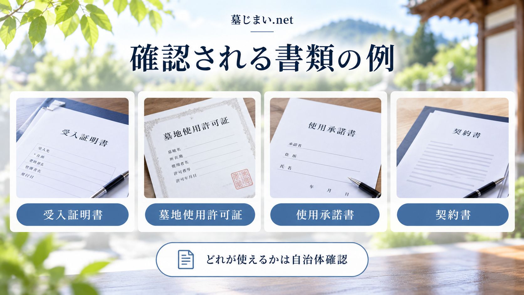 墓地使用許可証・契約書などで確認できる場合がある