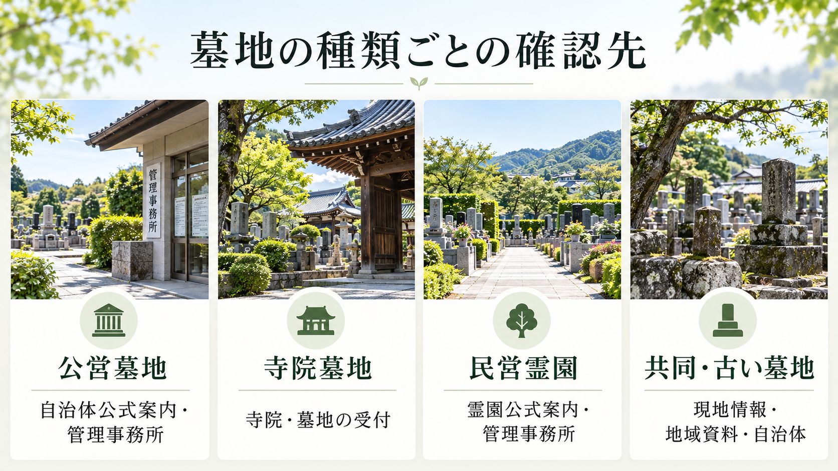 墓地の種類によって確認先を分ける
