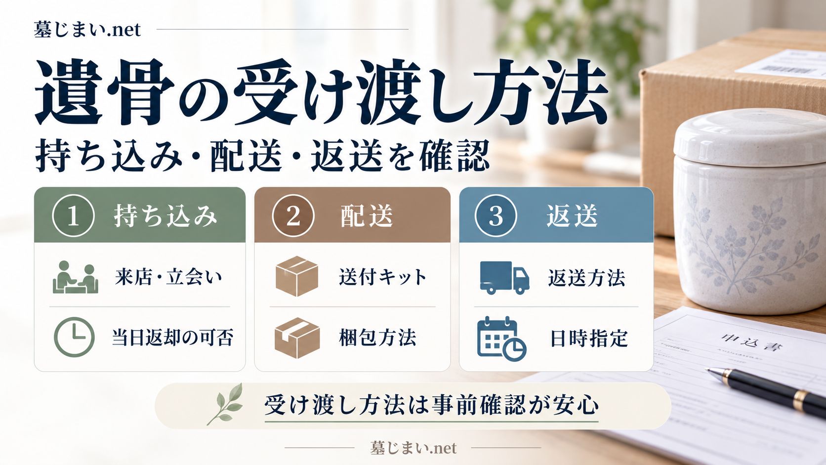 ご遺骨をどう預け、どう返してもらうか確認